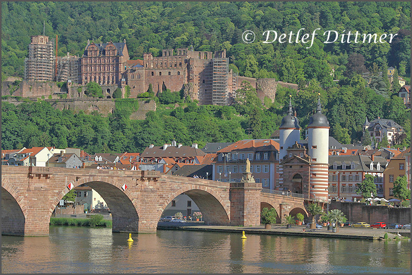 Blick auf die "Alte Brcke" und das Schloss Heidelberg