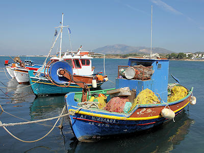 Fischerboote am Hafen von Mastihari auf Kos